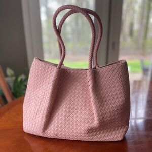 Lulu Dharma Napa Vegan Leather Tote in Pink Large Purse with Multiple Pockets